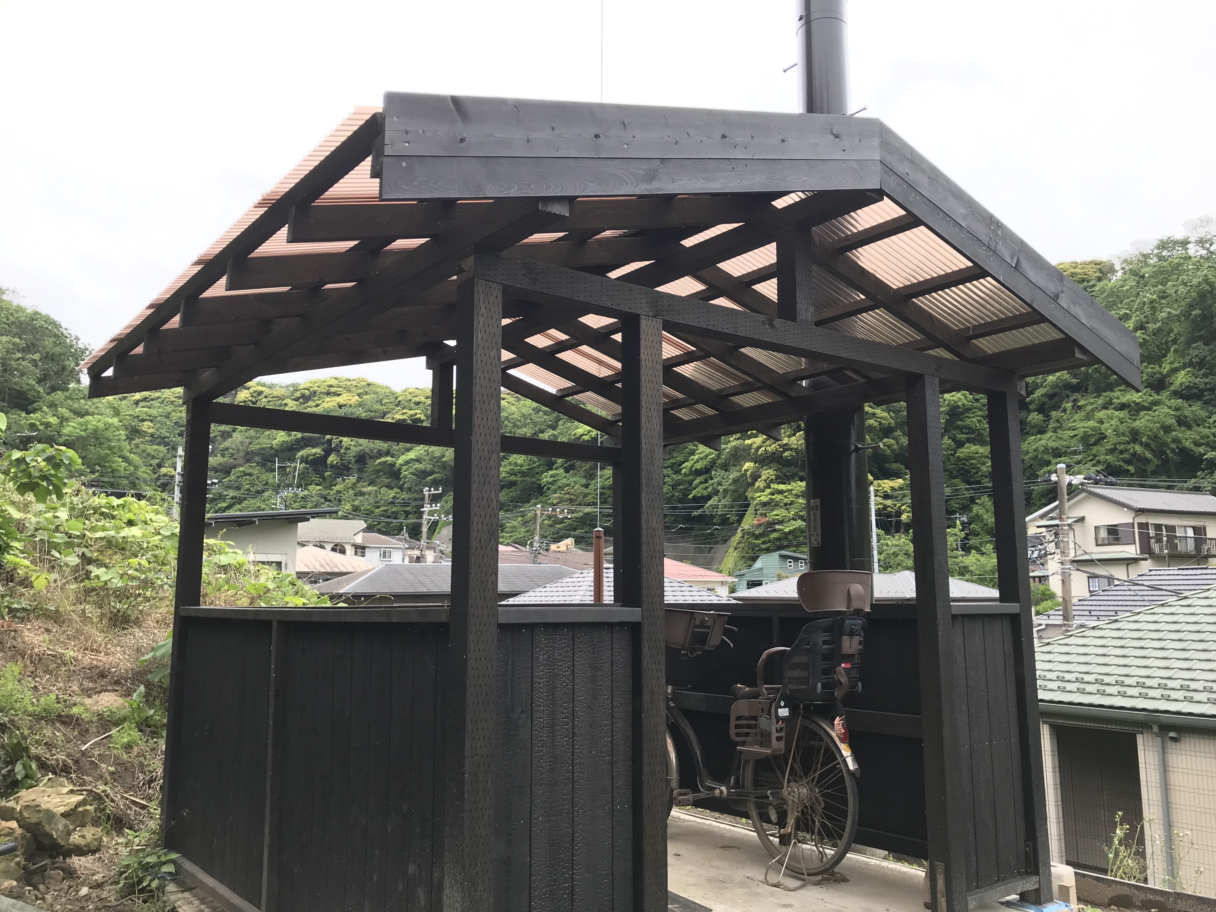 和風庭園横の自転車置き場作成